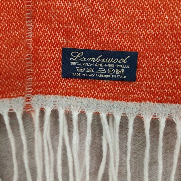 Lambswool Poncho Womens Small Orange Gray 100% Wool Reversible Two Button Knit - Picture 9 of 11